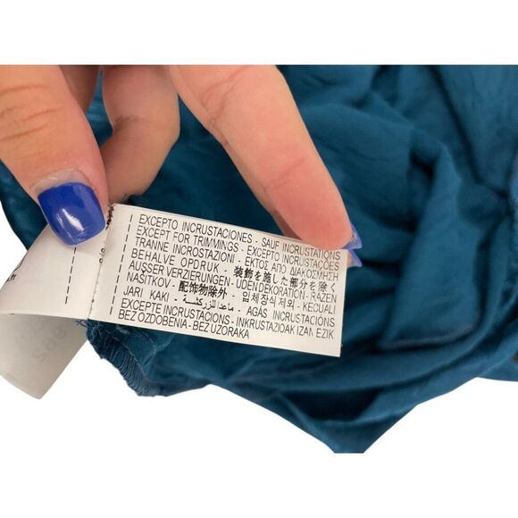 Zara Womens Midi Dress Small S Green Gold Applique Satin Wrinkle 2774/898 NWT - Picture 13 of 16